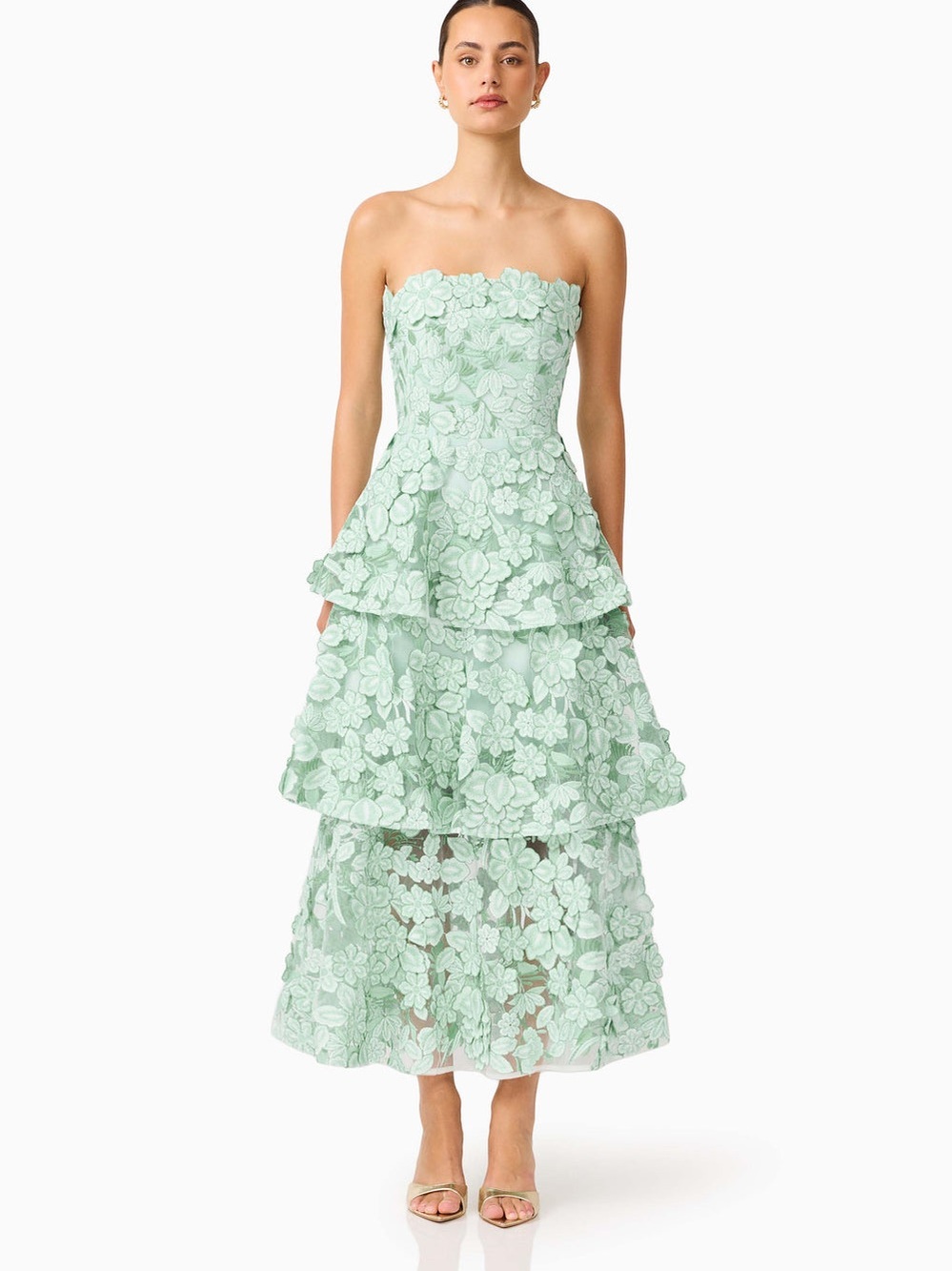 ELLIATT Roseate Tiered Maxi Dress in Mint Green Size XL Wedding Guest NWT - Picture 2 of 9